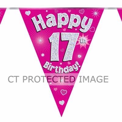 3.9m 17th Birthday Pink Bunting