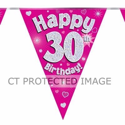 3.9m 30th Birthday Pink Bunting