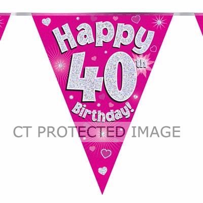 3.9m 40th Birthday Pink Bunting