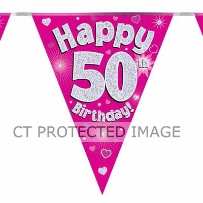 3.9m 50th Birthday Pink Bunting