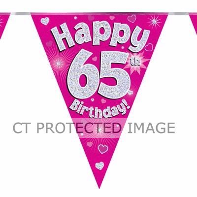 3.9m 65th Birthday Pink Bunting