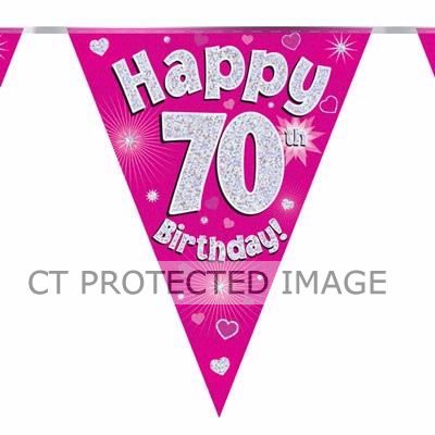 3.9m 70th Birthday Pink Bunting