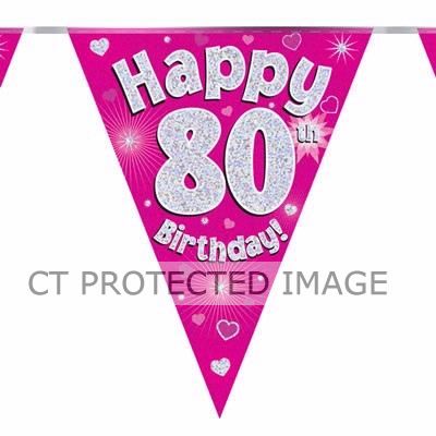 3.9m 80th Birthday Pink Bunting