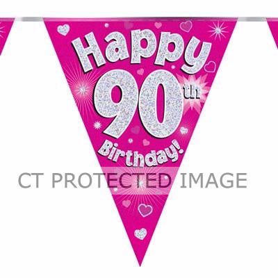 3.9m 90th Birthday Pink Bunting