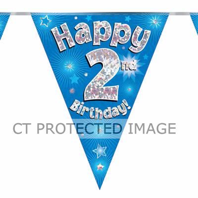 3.9m 2nd Birthday Blue Bunting