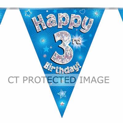 3.9m 3rd Birthday Blue Bunting