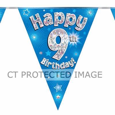 3.9m 9th Birthday Blue Bunting