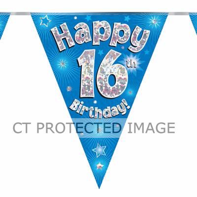 3.9m 16th Birthday Blue Bunting