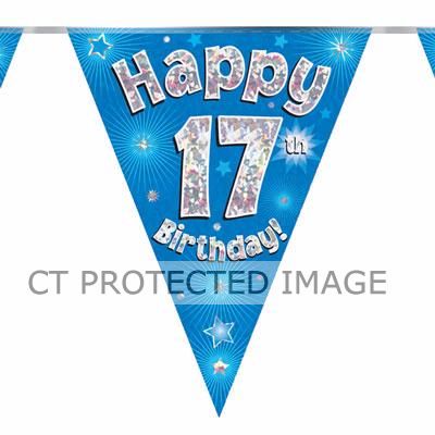 3.9m 17th Birthday Blue Bunting