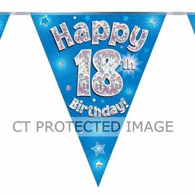 3.9m 18th Birthday Blue Bunting