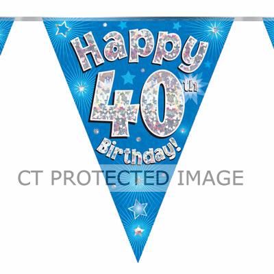 3.9m 40th Birthday Blue Bunting