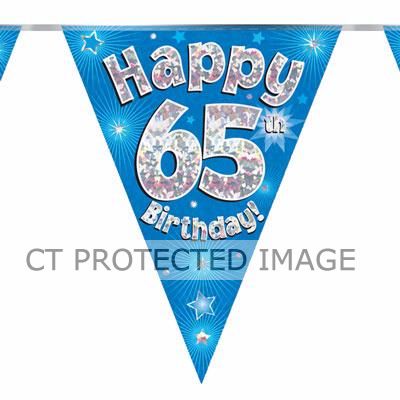 3.9m 65th Birthday Blue Bunting