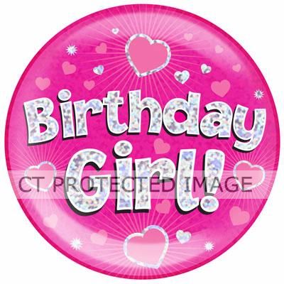 6 Inch Birthday Girl Pink Jumbo Badge