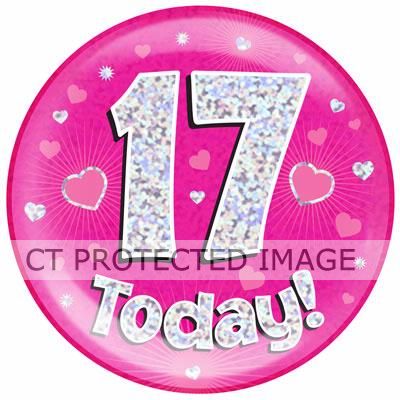 6 Inch 17 Today Pink Jumbo Badge