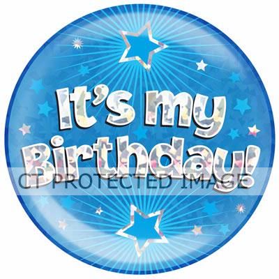 6 Inch It's My Birthday Blue Jumbo Badge