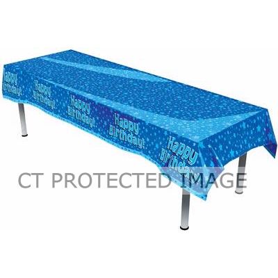 Happy Birthday Blue Plastic Table Cover