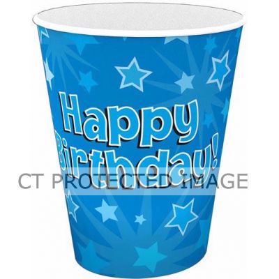  266ml Happy Birthday Blue Cups (pack quantity 8) 