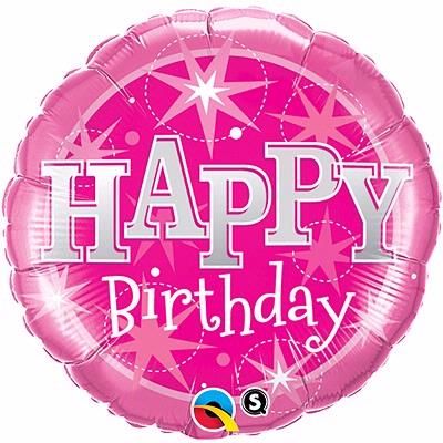 36 Inch Birthday Pink Sparkle Foil Balloon