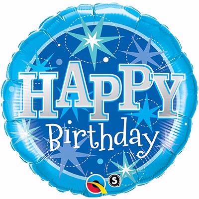 36 Inch Birthday Blue Sparkle Foil Balloon