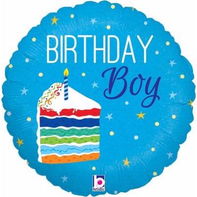 18 Inch Birthday Cake Boy Holographic  Foil