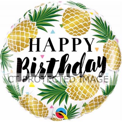 18 Inch Birthday Golden Pineapples Foil Balloon