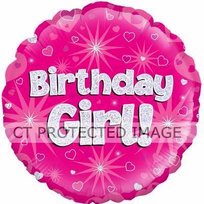18 Inch Birthday Girl Holographic Foil