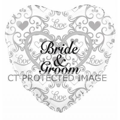 18 Inch Bride And Groom Filigree Foil