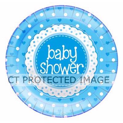  23cm Baby Shower Blue Plates (pack quantity 8) 
