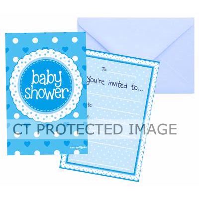  Baby Shower Blue Invitations (pack quantity 8) 