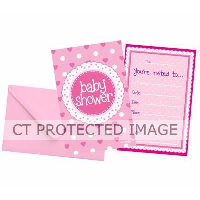  Baby Shower Pink Invitations (pack quantity 8) 