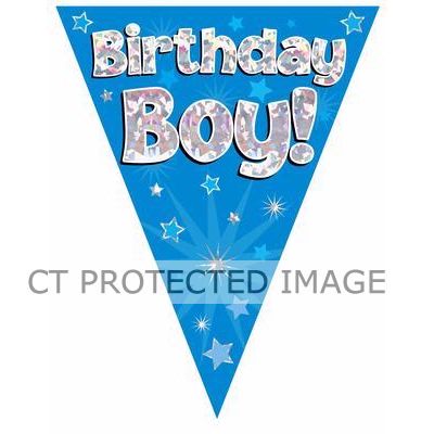 3.9m Birthday Boy Blue Party Bunting