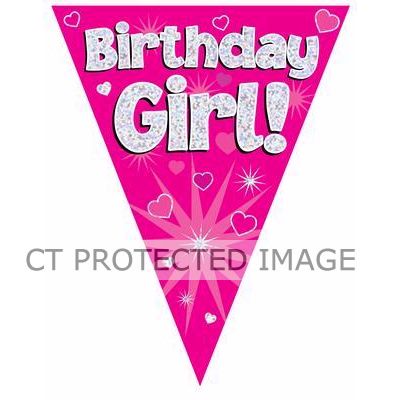 3.9m Birthday Girl Pink Party Bunting
