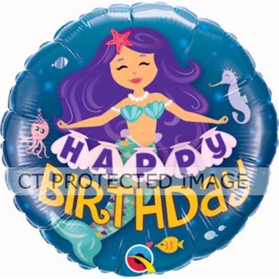 18 Inch Happy Birthday Mermaid Foil Balloon