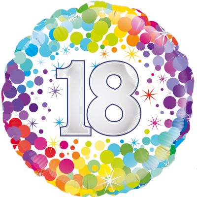 18 Inch Colourful Confetti 18th Birthday Foil