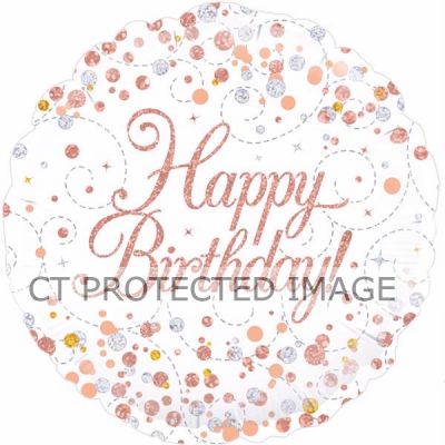 18 Inch Fizz Birthday White & Rose Gold Foil