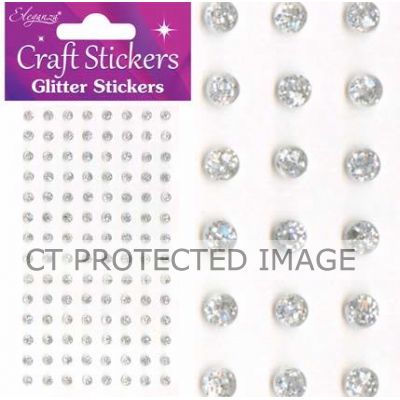 112pc 4mm Silver Glitter Gems Stickers