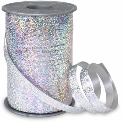 10mm Holographic Silver Curling Ribbon