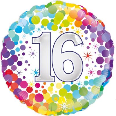 18 Inch Colourful Confetti 16th Birthday