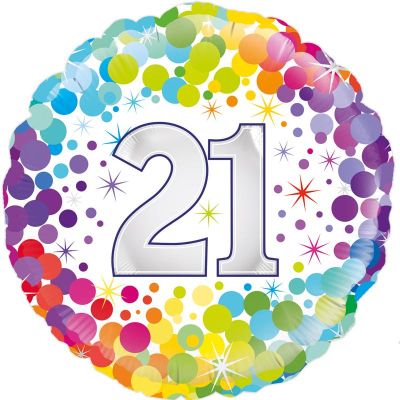 18 Inch Colourful Confetti 21st Birthday