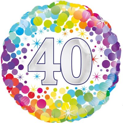 18 Inch Colourful Confetti 40th Birthday