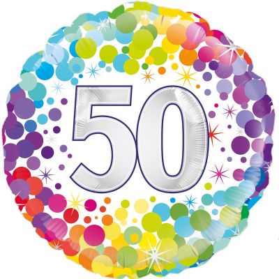 18 Inch Colourful Confetti 50th Birthday