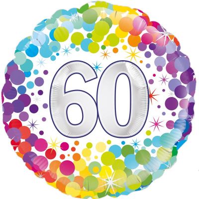 18 Inch Colourful Confetti 60th Birthday