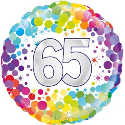 18 Inch Colourful Confetti 65th Birthday