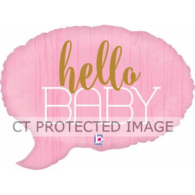 24 Inch Shape Hello Baby Pink Foil Balloon