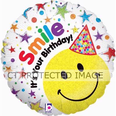 18 Inch Smiley Birthday Hat Foil Balloon