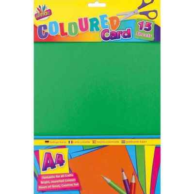  Sheets A4 Coloured Card (pack quantity 15) 