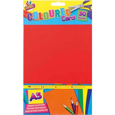  Sheets A5 Coloured Card (pack quantity 30) 