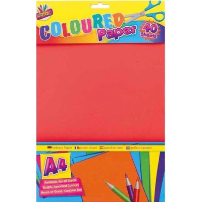  Sheets A4 Coloured Paper (pack quantity 40) 