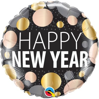 18 Inch New Year Metallic Dots Foil Balloon