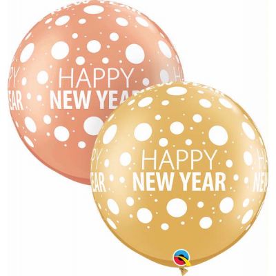  30 Inch Happy New Year Dots-a-rnd Qualatex (pack quantity 2) 